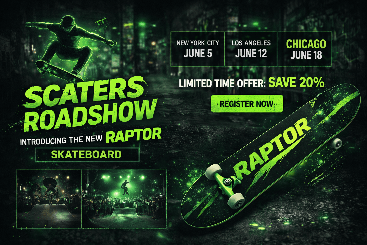 Scaters Roadshow 2026 - New skateboard launch tour across UK cities